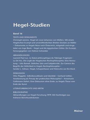 cover image of Hegel-Studien Band 16